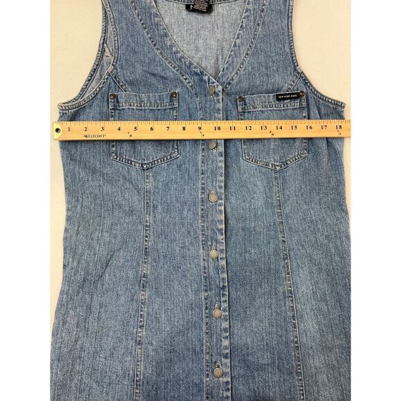 New York Jeans Sleeveless Denim Dress With Button-Front & Pockets Sz 12 - Picture 12 of 14